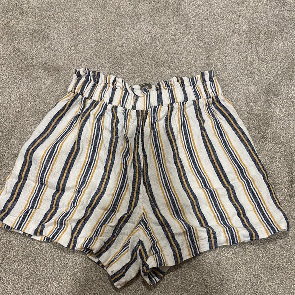 Streetwear Society High Waist White Blue and Yellow Shorts - Picture 5 of 5